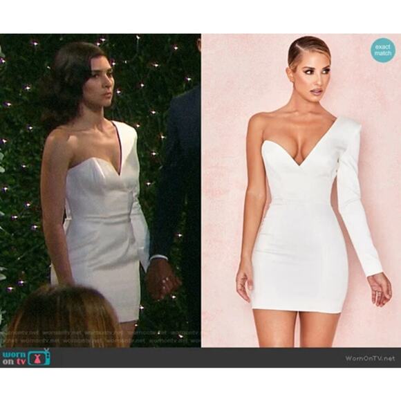 House of CB Tiffany One Shoulder Mini Dress White Size M - Picture 3 of 11